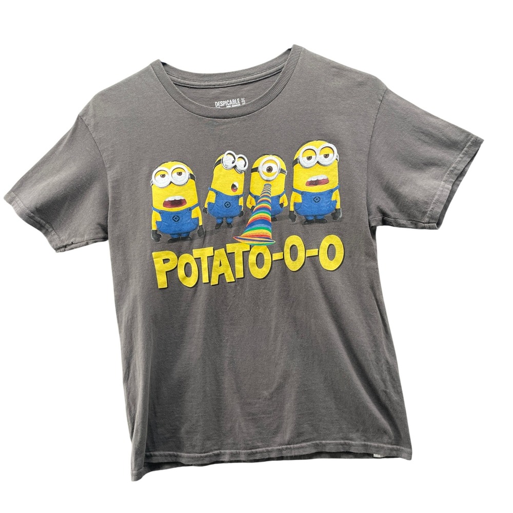 Despicable Me Minions Potato Graphic Tee Kids 14/16 XL Gray Short Sleeve Cotton
